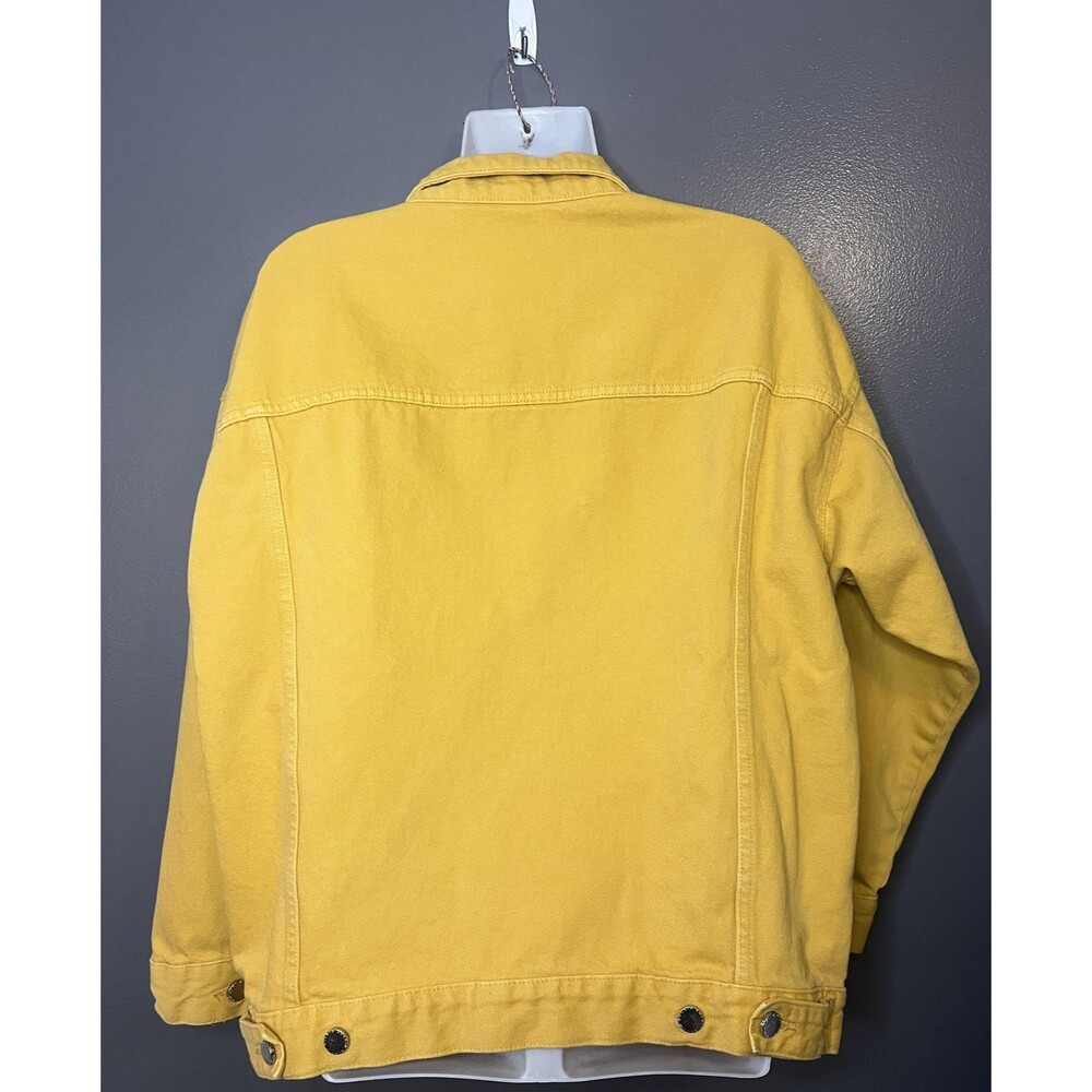 H&M Denim Jacket Womens 10 Yellow Button Front Jean Trucker Casual Basic - Picture 6 of 9